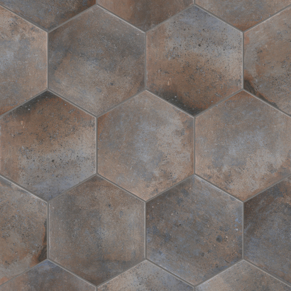 Boston Ferro Hex Ombra 14.13x16.25 Hexagon Porcelain Floor and Wall Digital Pattern