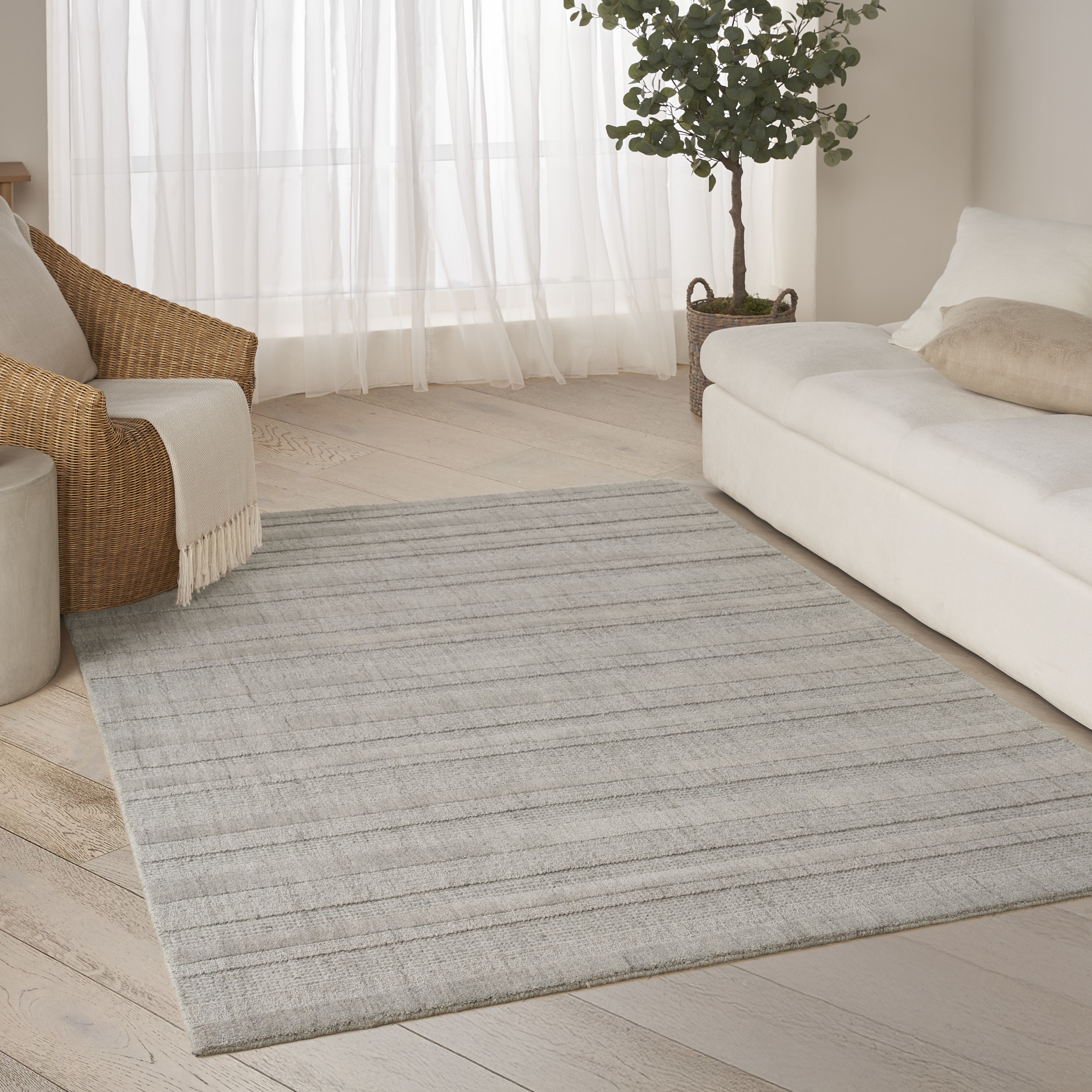 DKNY Pure Multi Weave 5'3" x 7'3" Grey Contemporary Indoor Rug