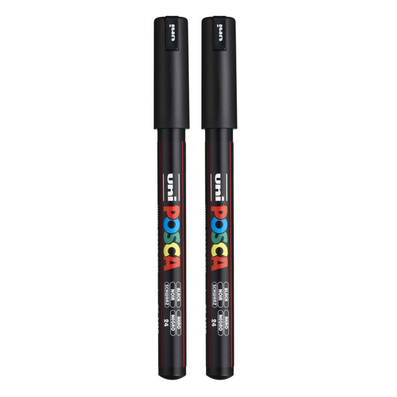 PC-1MR Paint Marker, Extra Fine Pin Tip (0.7 mm), Black, Pack of 2