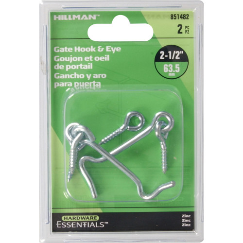 Hardware Essentials Hook and Eye Latch Zinc (21/2") 2 Pack