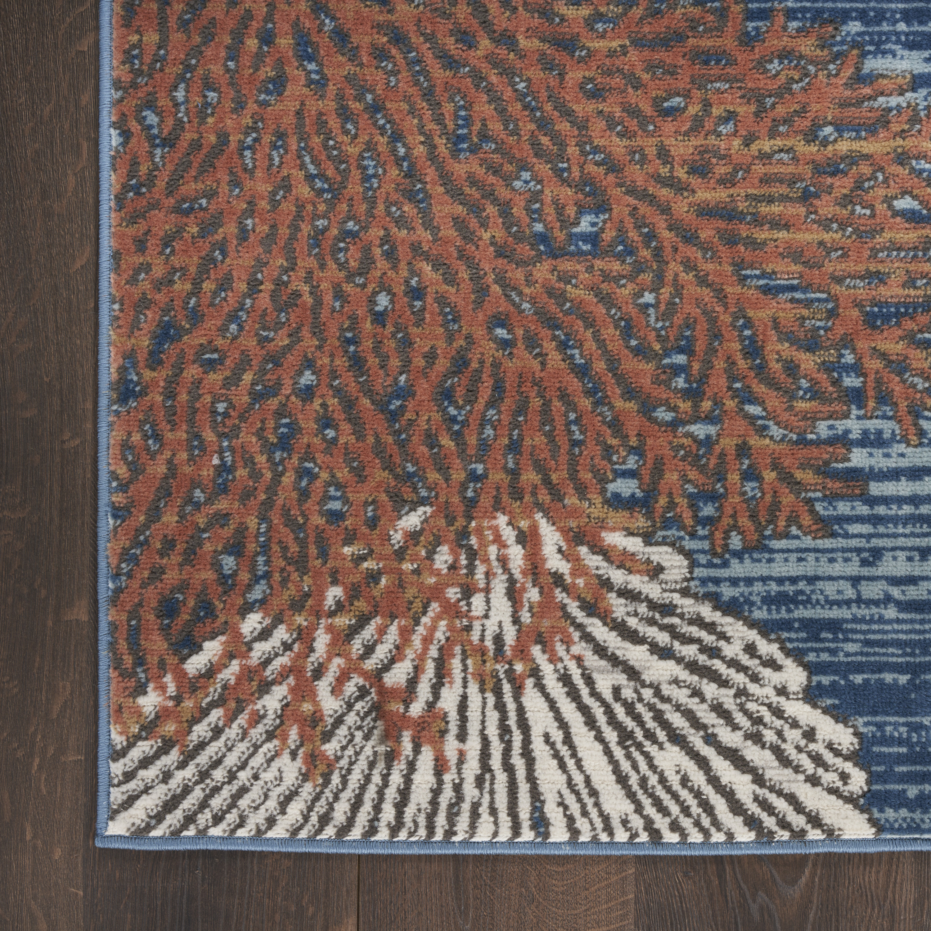 Nourison Seaside 2' x 6' Blue Multicolor Coastal, Nautical & Beach Indoor Rug