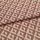 Woven upholstery fabric with repeating terracotta-and-cream triangular motif, folded once across the frame, revealing textured weave and raised pattern; close-up, evenly lit studio shot on neutral surface.