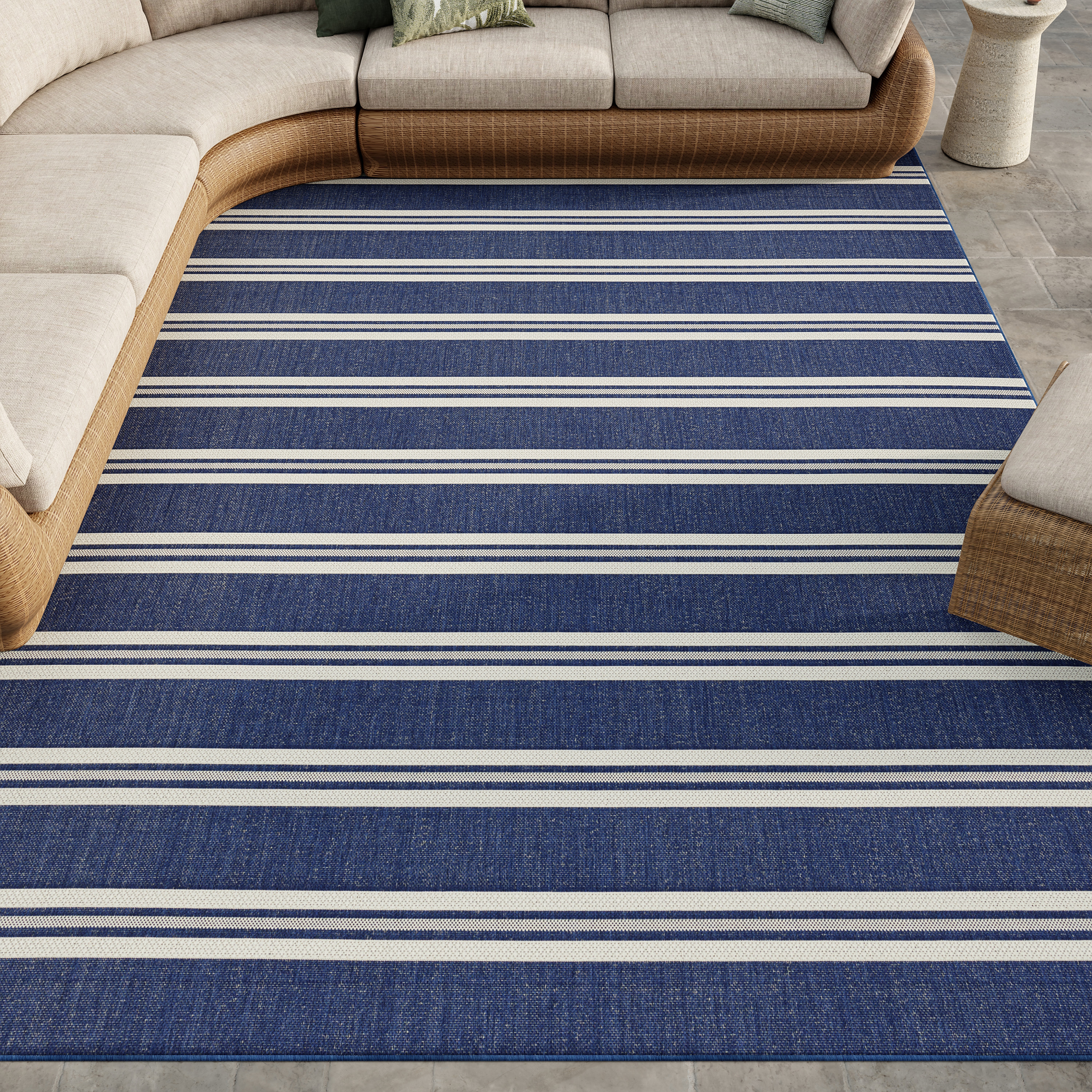 Nourison Horizon Indoor/Outdoor 9' x 12' Navy Modern Rug