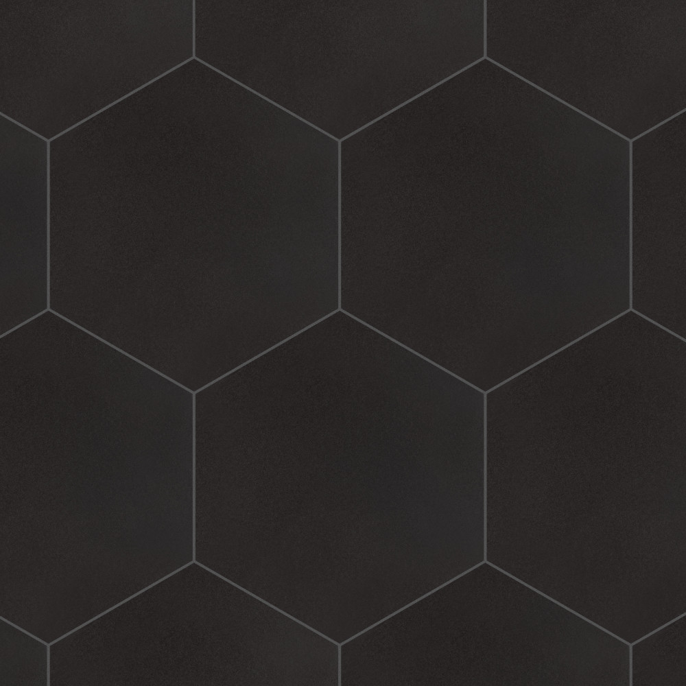 Textile Basic Hex Black 8-5/8 in. x 9-7/8 in. Porcelain Floor and Wall Tile