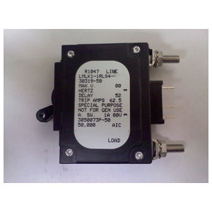 AIRPAX, Circuit Breaker, 3 Pins, Small Stud, 50A, Bolt-in, Black Handle