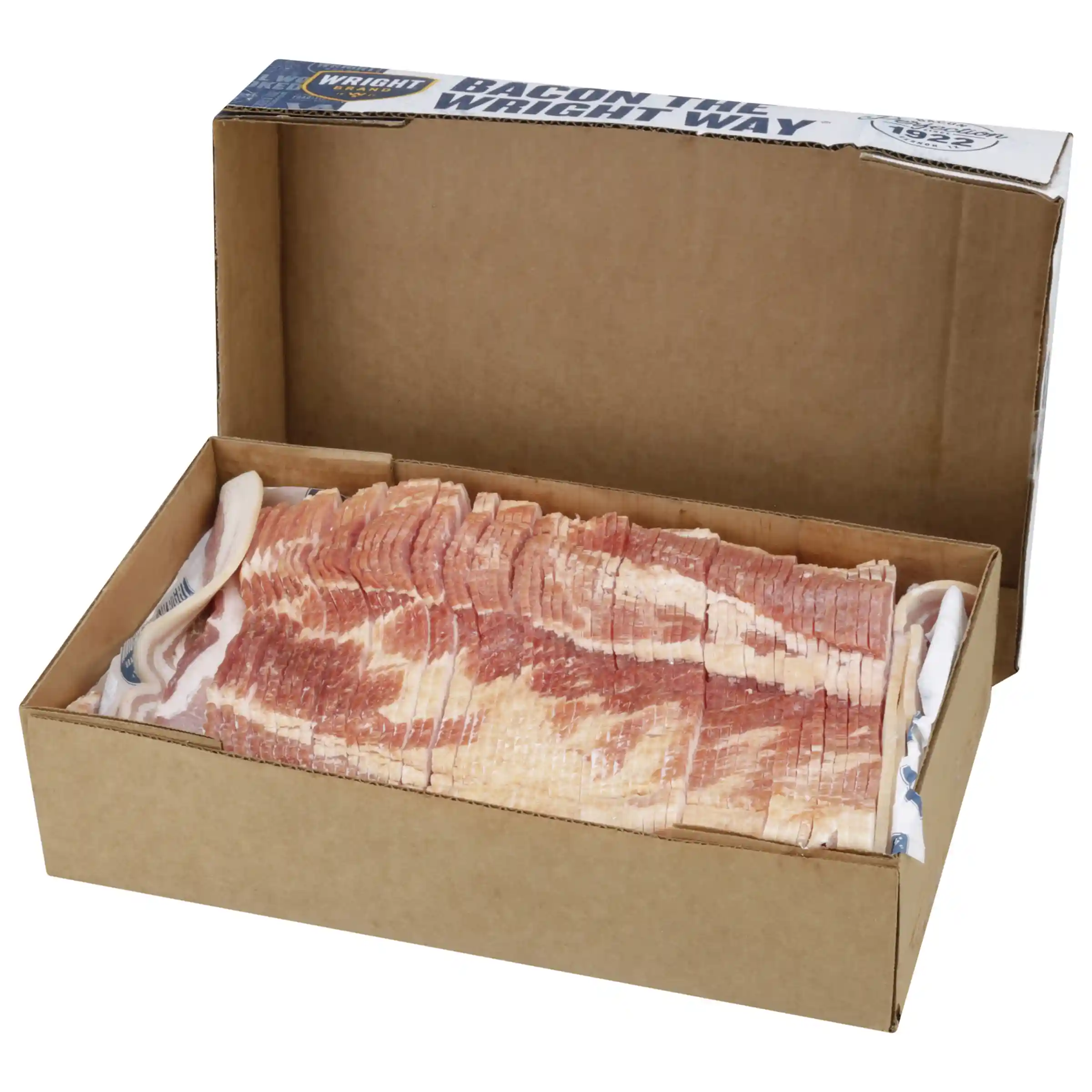 Wright® Brand Naturally Hickory Smoked Thick Sliced Bacon, Bulk, 15 Lbs, 5 Slices/Inch, Frozen_image_4