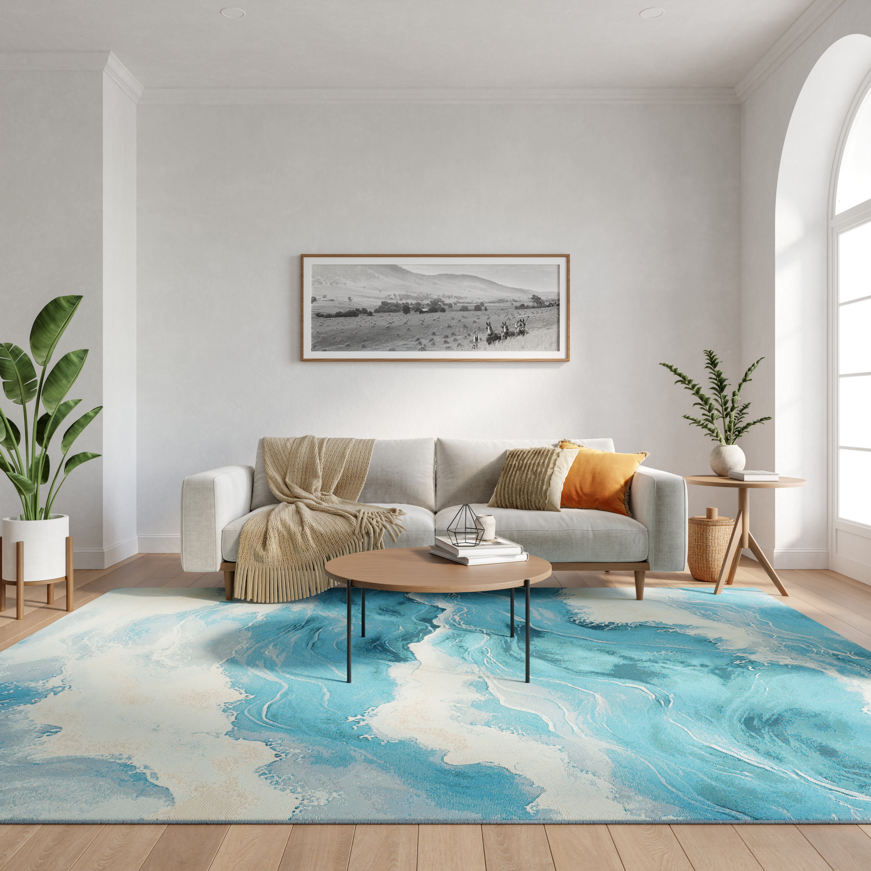 Nourison Color Splash 7'10" x 9'10" Ivory Blue Coastal, Nautical & Beach Rug