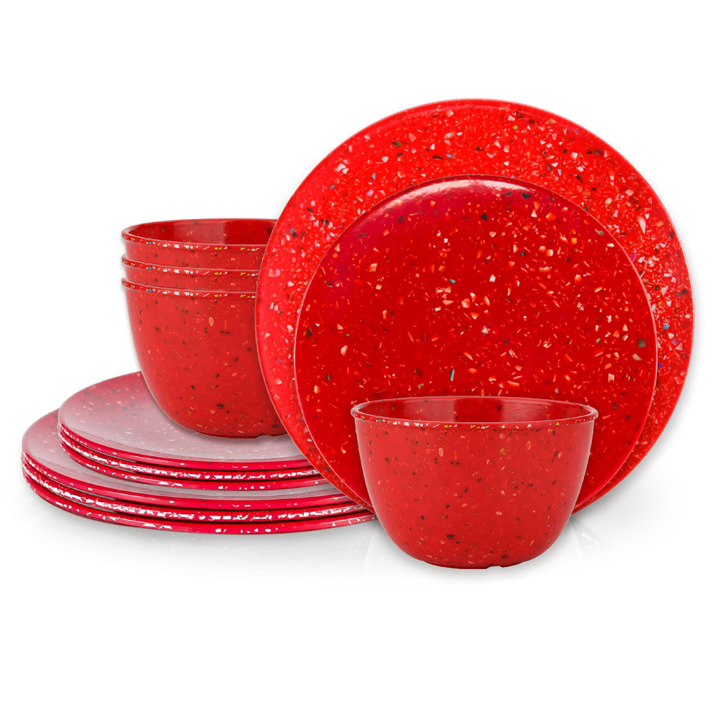 Confetti Dinnerware Set, Red, 12-piece set