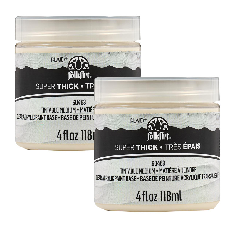 Super Thick Acrylic Paint, 4 oz, Tintable Medium, 2-Pack