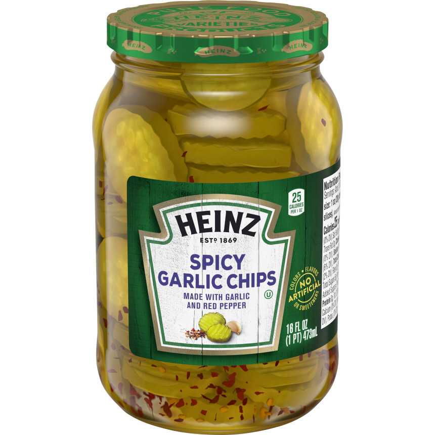  Heinz Spicy Garlic Chips with Garlic & Red Pepper, 16 fl oz Jar 