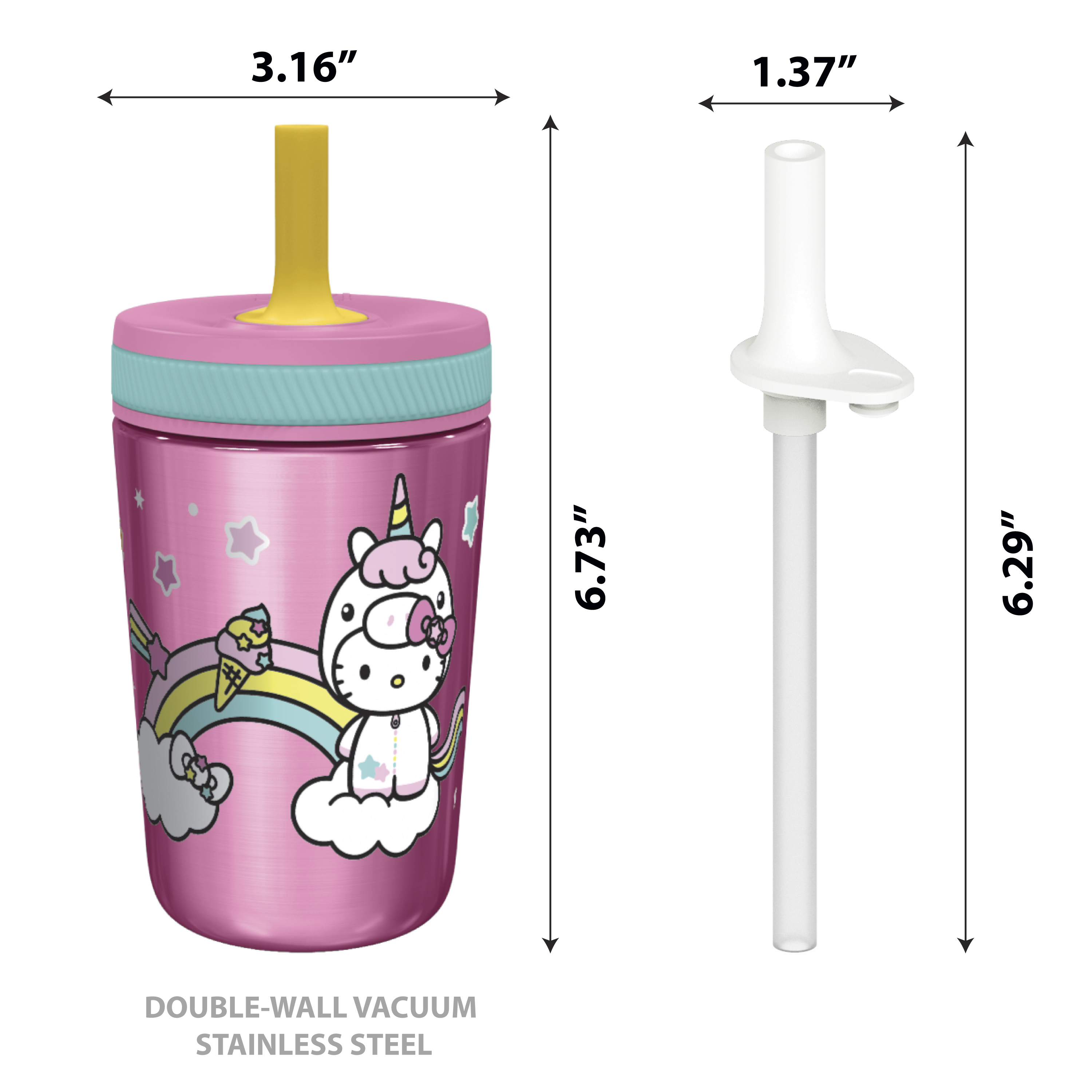 Sanrio 15  ounce Plastic Tumbler, Hello Kitty, 2-piece set slideshow image 6