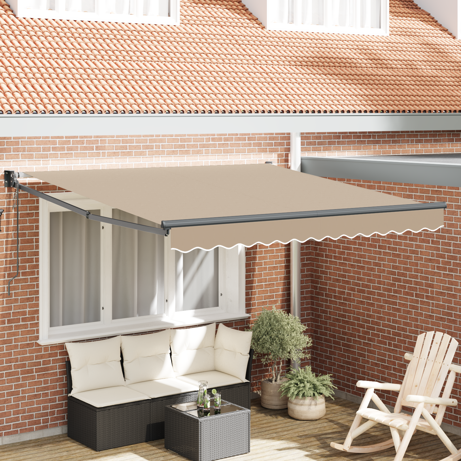 vidaXL Markise Beige 300 x 250 x 165 cm Polyester und Metall – Bild 2