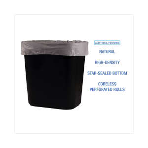 Boardwalk,  HDPE Liner, 10 gal Capacity, 24 in Wide, 23 in High, 6 Microns Thick, Natural