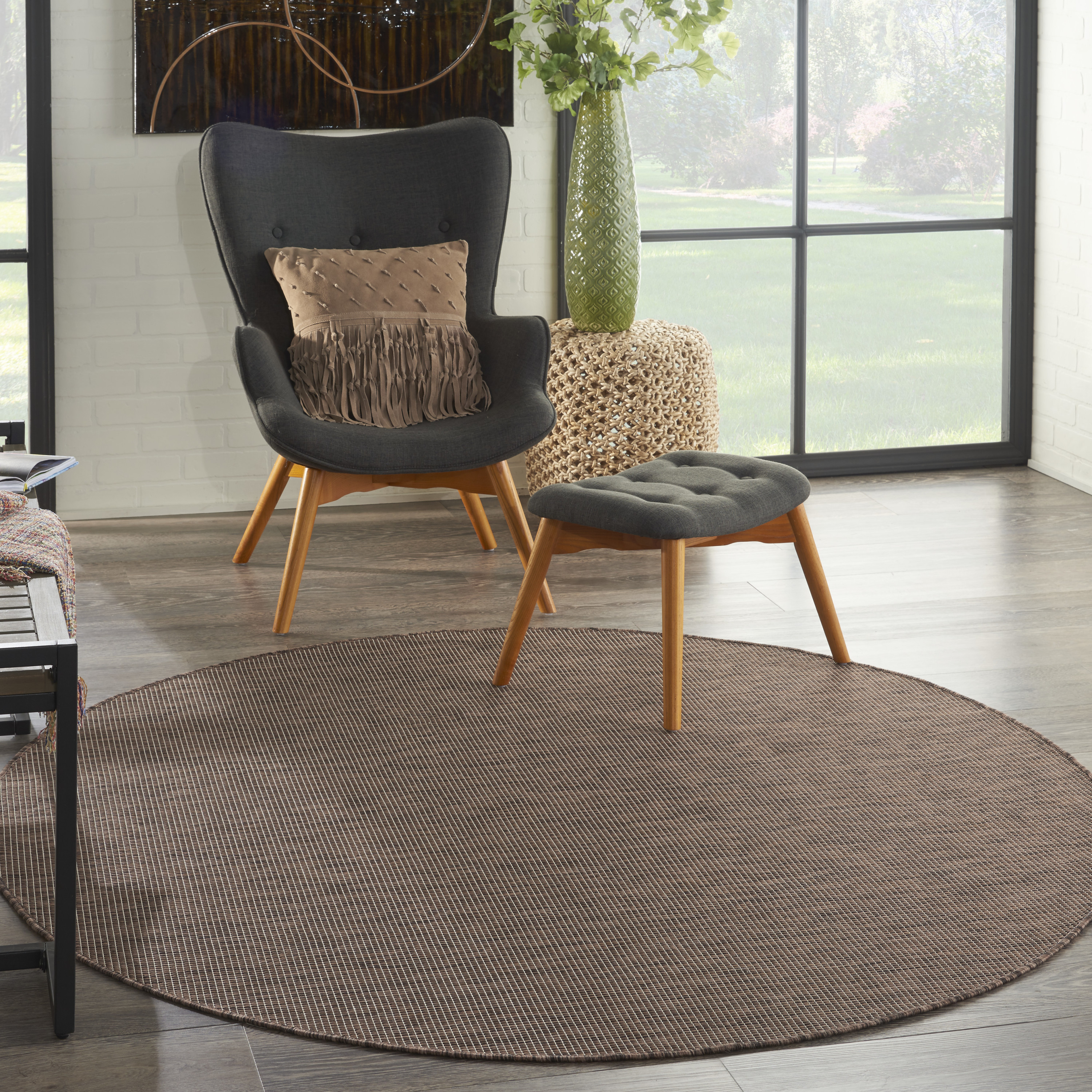 Nourison Positano 6' x Round Natural Modern Rug