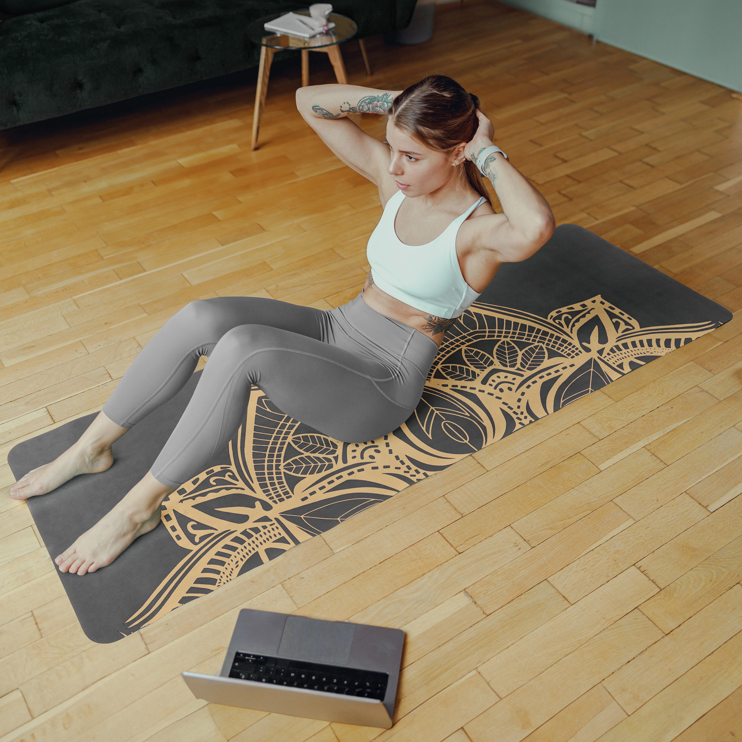 Eco-Friendly Non-Slip Yoga Mat with Carrying Strap - Ultra-Absorbent, Cushioned Fitness Floor Mat for Yoga, Pilates, and Home Workouts