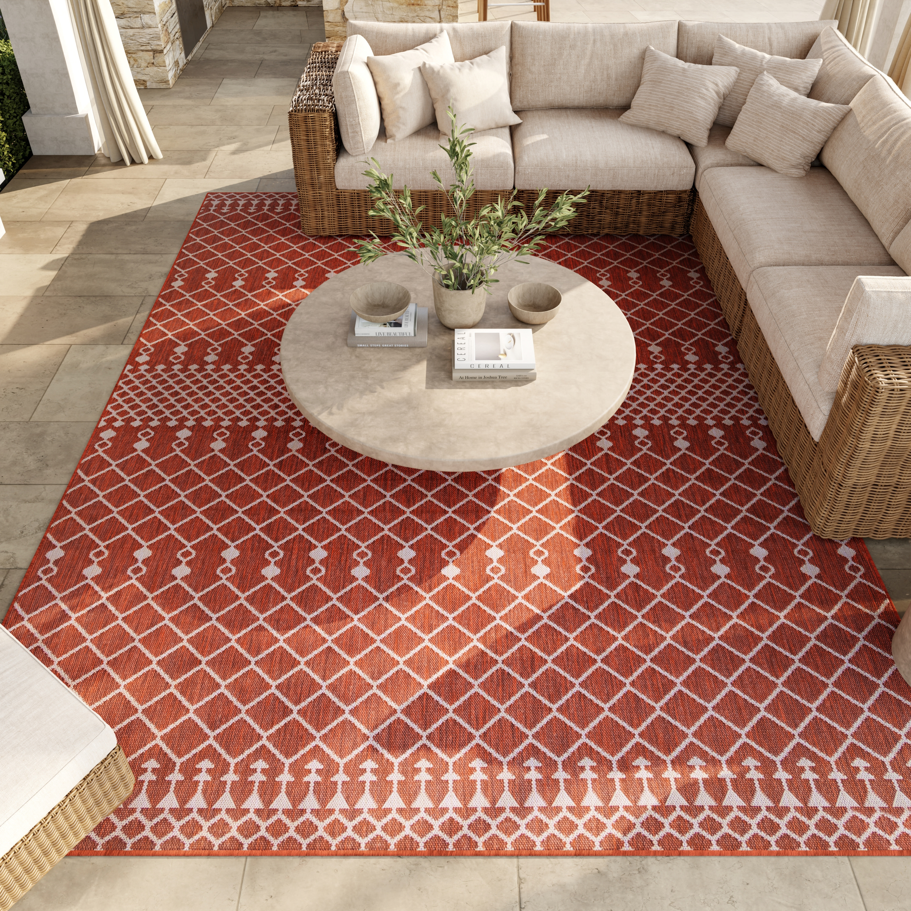Nourison Positano 7' x 10' Terracotta Modern Rug