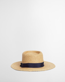 Lily Straw Boater Hat Natural/Navy