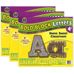 Teacher Created Resources&reg; Home Sweet Classroom Bold Block 4" Letters Combo Pack, 230 Characters Per Pack, 3 Packs TCR8826-3