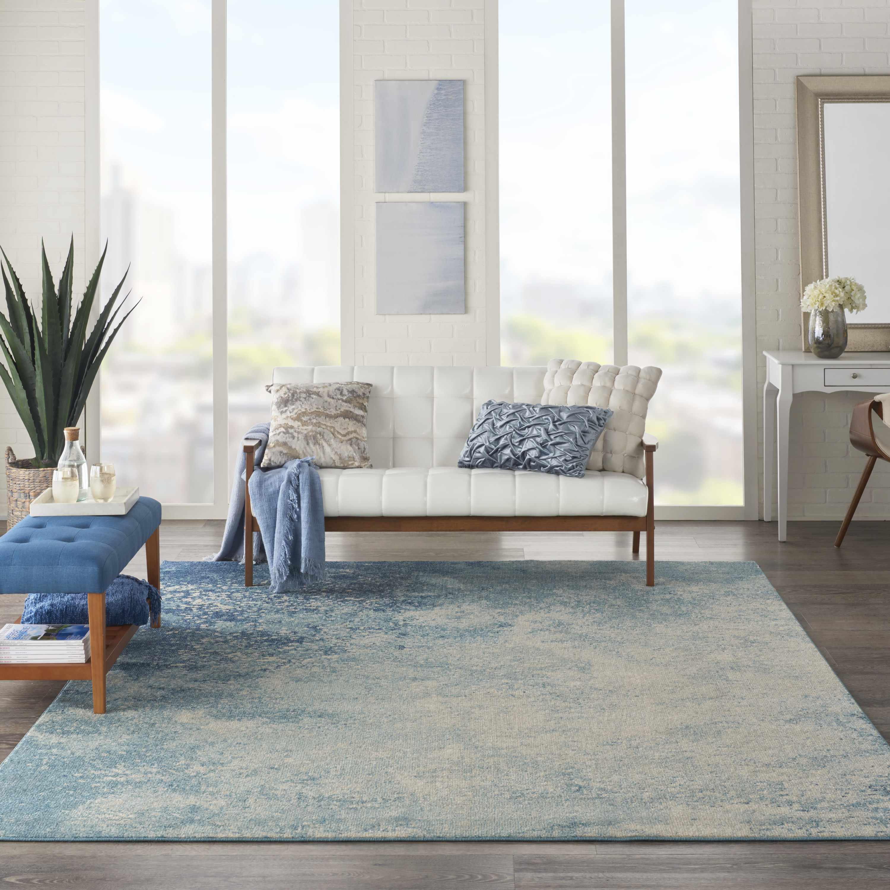 Nourison Passion 6'7" x 9'6" Navy Light Blue Modern Indoor Rug