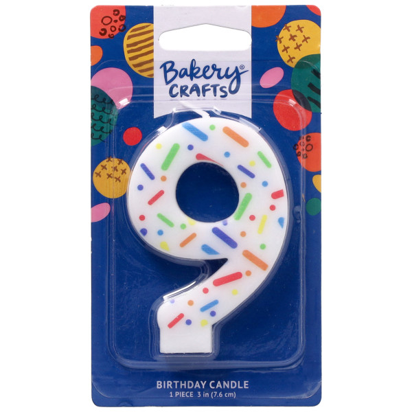 9 Rainbow Sprinkle Numeral Candles