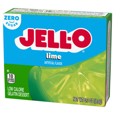 JELL-O Zero Sugar Lime Flavor Gelatin, 0.3 oz Box
