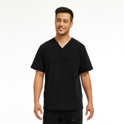 White Cross CRFT Men&#8216;s 4-Pocket V-Neck Scrub Top-White Cross