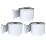 Carson Dellosa Education White Rolled Scalloped Border, 2-1/4 Inch x 65 Feet Per Roll, Pack of 3 CD-108473-3