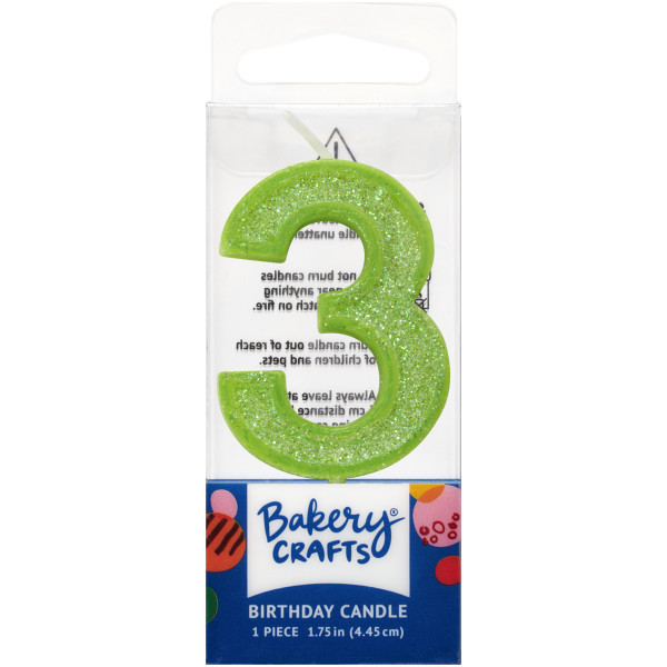 3 Mini Glitter Numeral Candles