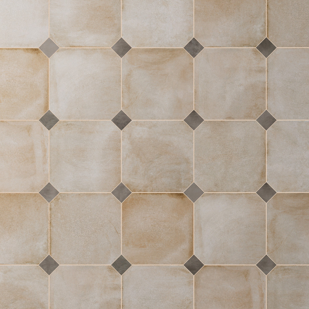 Laverton Octagon Arena with Taco Grafito 7-7/8 in. x 7-7/8 in. Porcelain Floor and Wall Tile