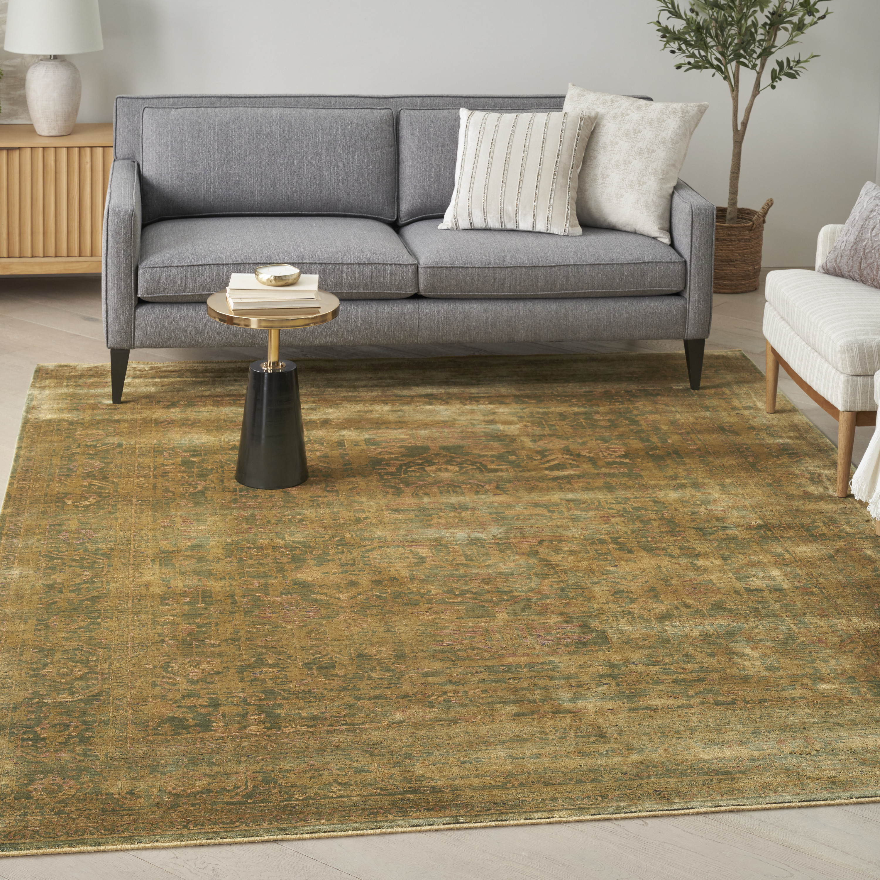 Nourison Luxurious 5'3" x 7'3" Olive Vintage Indoor Rug