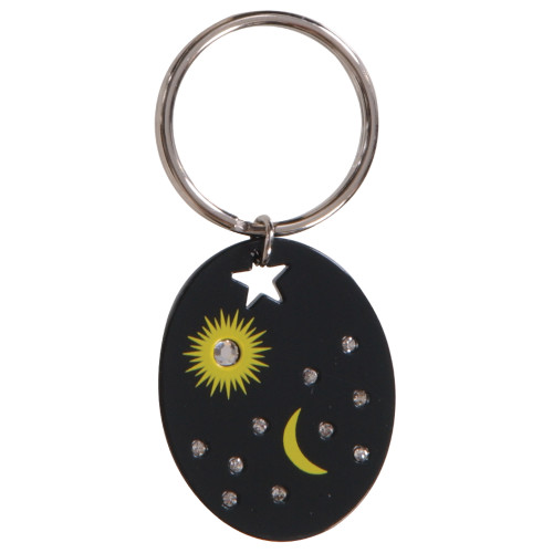 Moon & Star Black Key Chain
