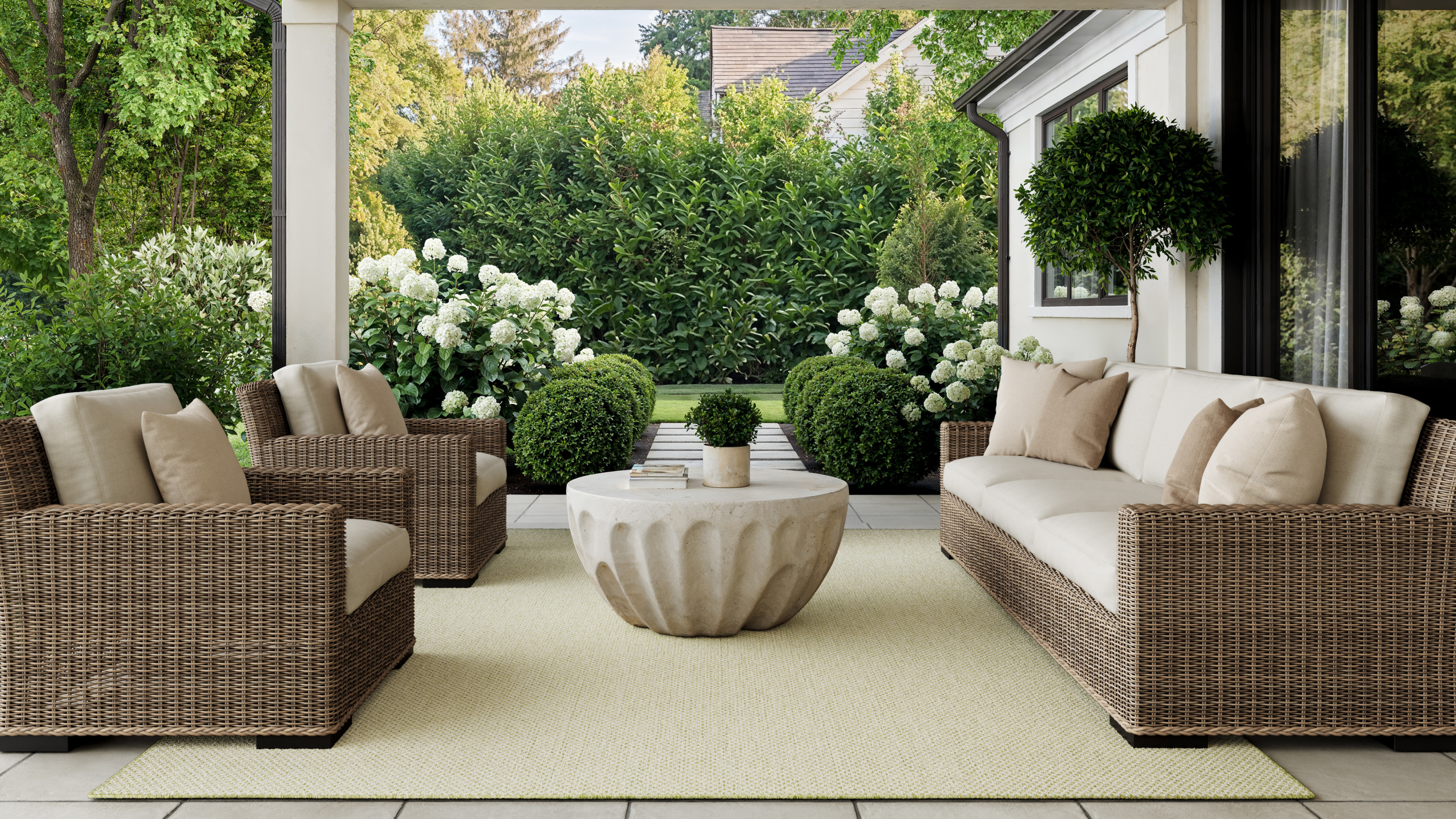 Nourison Courtyard 8' x 10' Ivory Green Modern Rug