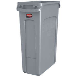 Rubbermaid Commercial, Vented Slim Jim®, 23 gal, Resin, Gray, Rectangle, Receptacle