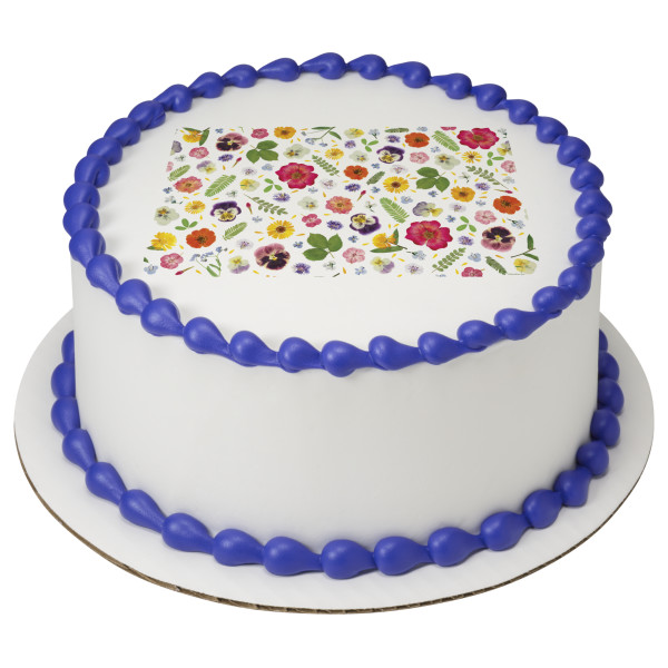 Bright Pressed Flowers PhotoCake® Edible Image®