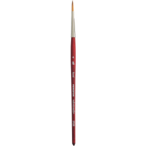 Velvetouch Round Brush, Synthetic Bristles, Short Handle Mixed Media Paintbrush, Scarlet, Size 4, 1 Count
