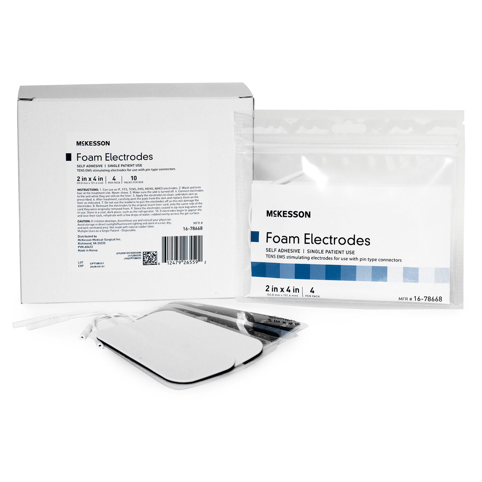 McKesson Brand ELECTRODE, TENS FOAM 2"X4" (4/PK 10PK/BX 10BX/CS)