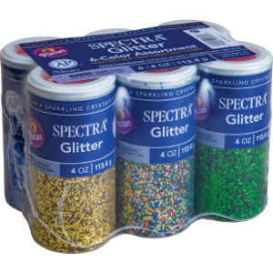 Glitter Sparkling Crystals, 6 Assorted Colors, 4 oz., 6 Jars