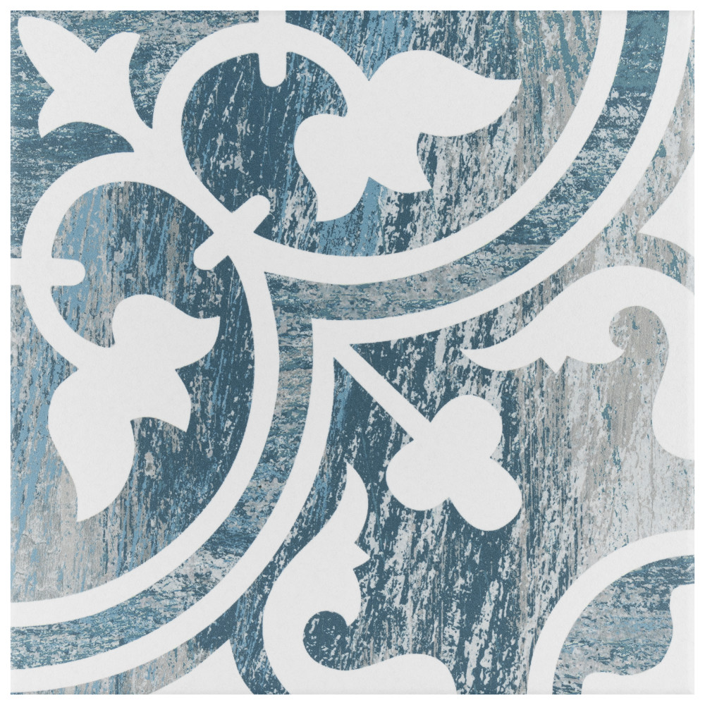 Cassis Arte Blue Day 9-3/4 in. x 9-3/4 in. Porcelain Floor and Wall Tile