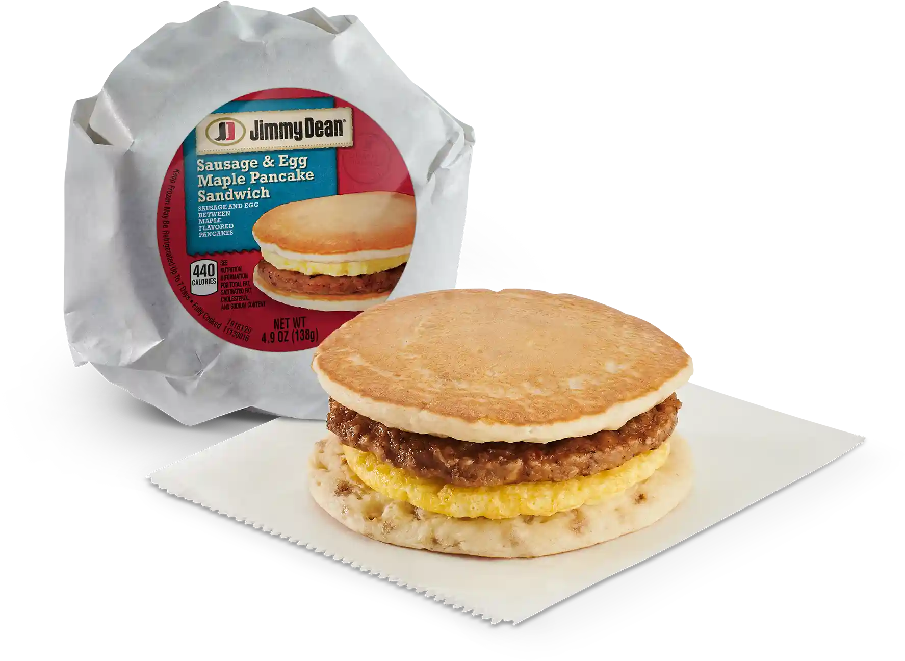 Jimmy Dean® Sausage & Egg Pancake Sandwich with Maple Syrup https://images.salsify.com/image/upload/s--IGI604VE--/q_25/7758b0ace7621734d3ae1e33c8b96fc304074c34.webp