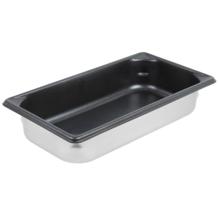 Third-size 2 ½-inch-deep Super Pan V® stainless steel steam table pan with Steel Coat x3™ nonstick coating