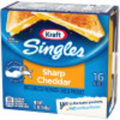 Kraft Singles Sharp Cheddar Slices 12 oz Package (16 Slices)
