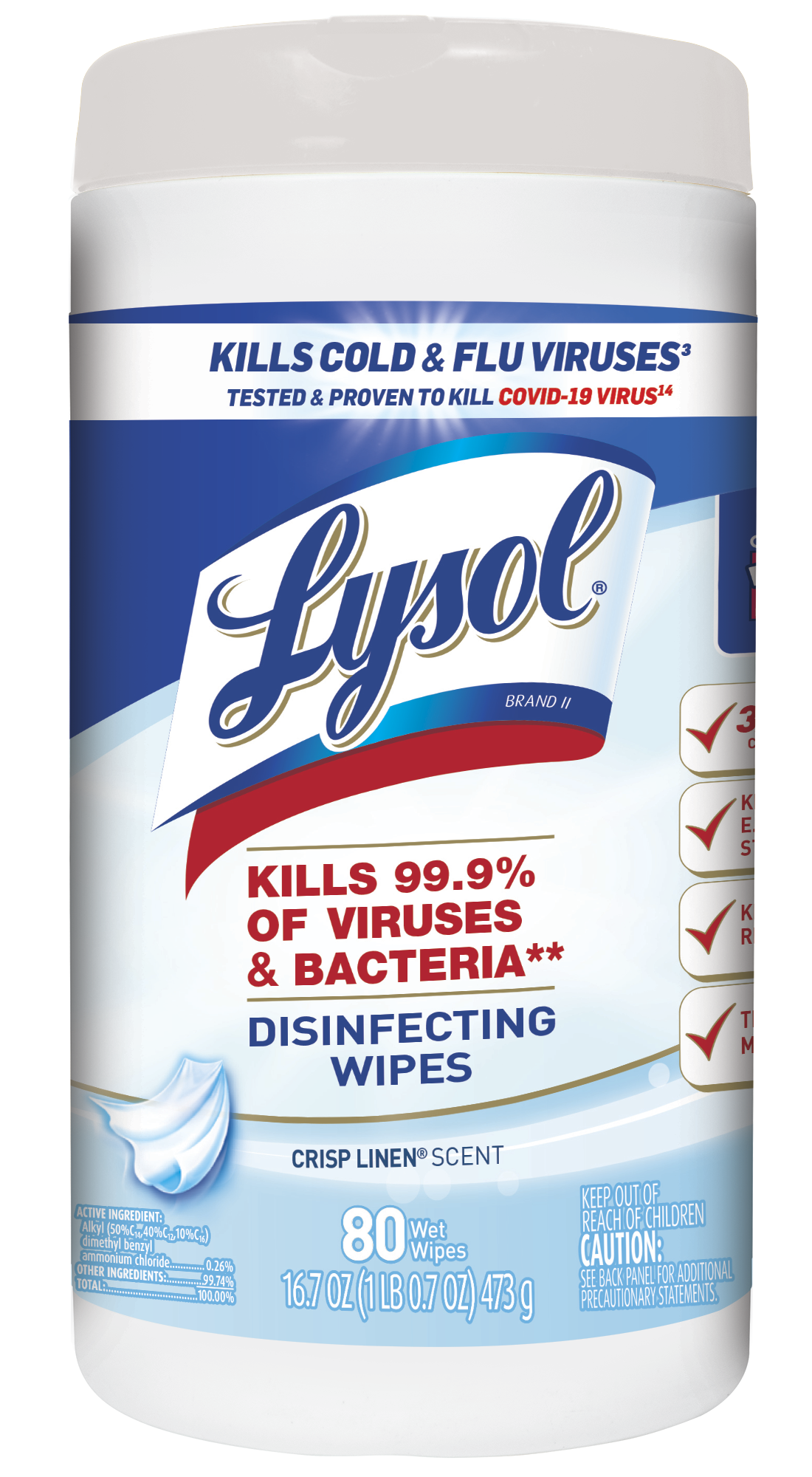 Lysol® Toallitas Desinfectantes para Superficies Crisp Linen 80 ct ...
