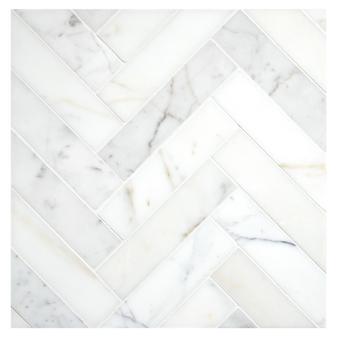 Stone Mosaic Collection Calacatta Gold Honed 2×6 Herringbone Mosaic Honed