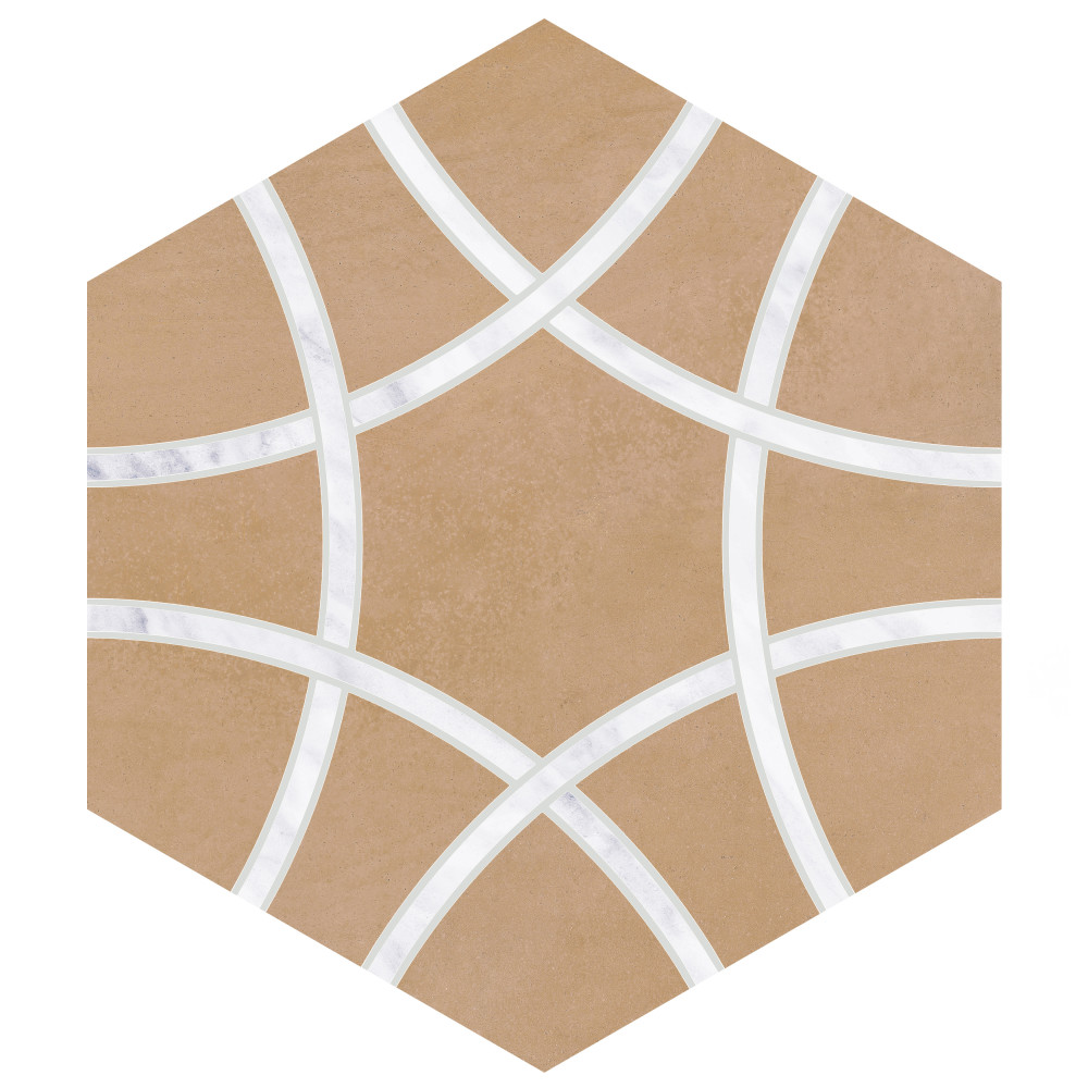 Sample – Bari Hex Terra Deco Porcelain Floor and Wall Tile