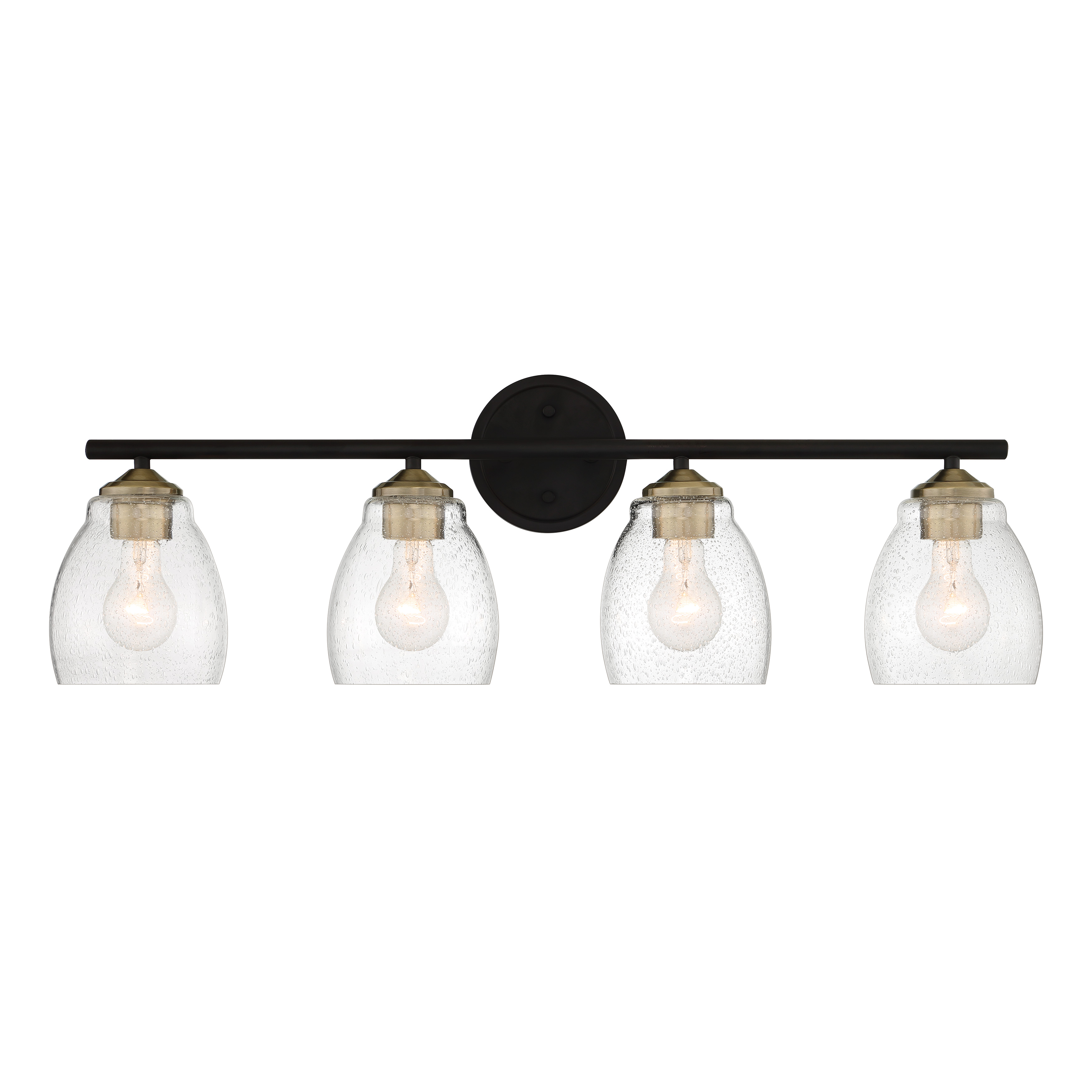 4 Light Bath in Coal with Stained Brass Finish with Clear Seeded Glass - alternate view