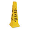 Rubbermaid Commercial, Multilingual "Caution", Wet Floor Cone, Yellow, 36"
