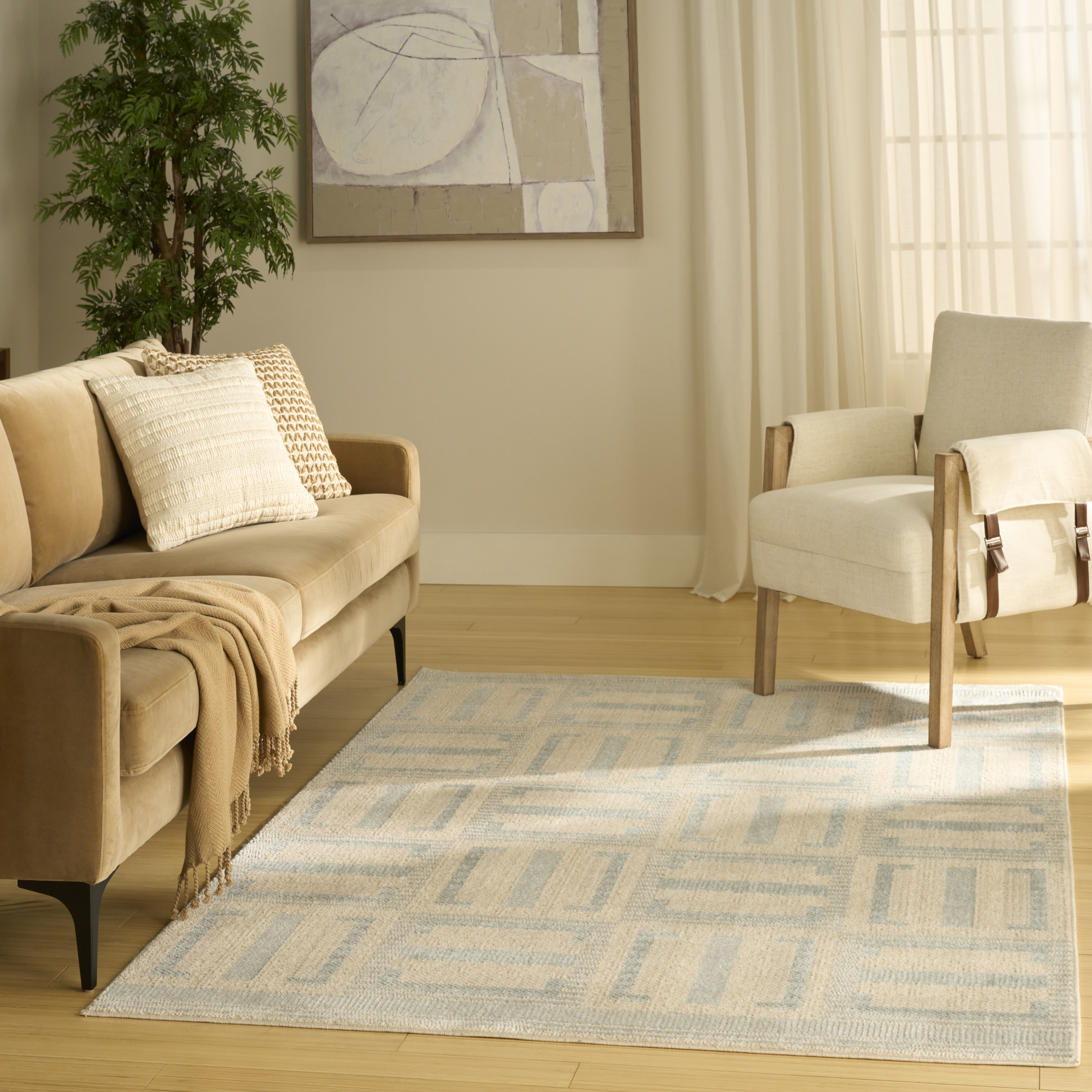 Nourison Nordic 4' x 6' Ivory Blue Modern Indoor Rug
