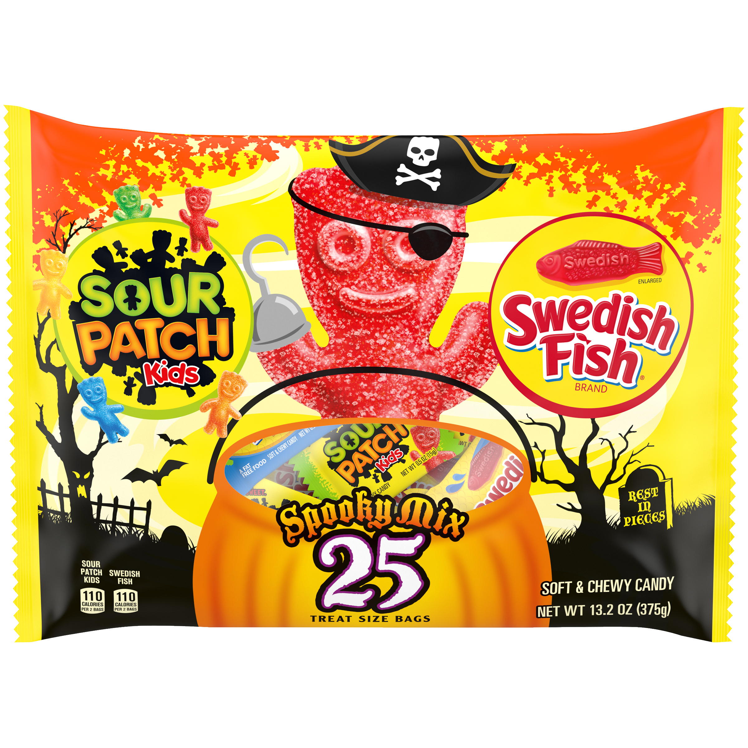 SOUR PATCH KIDS Candy and SWEDISH FISH Candy Halloween Candy Variety Pack, 25 Trick or Treat Snack Packs