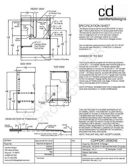 Spec Sheet — Cd Shower Spec Sheet Sss 6239bf L Bar