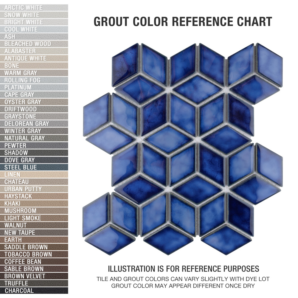 Hudson Rhombus Sapphire 10-1/4 in. x 11-3/4 in. Porcelain Mosaic Tile